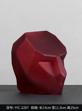 博玻璃家居 创意透明直筒人脸西花瓶摆件 北欧轻奢家居软装花器