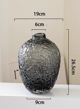 轻奢现代锤纹创意吊钟玻璃花瓶桌面家居插花装饰摆件售楼处三件套