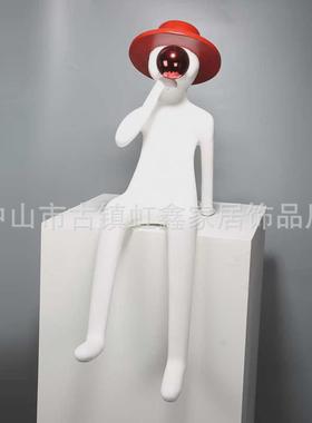 轻奢创意吹泡泡看书人摆件落地雕塑儿童房现代客厅样板房酒店装饰