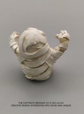 无聊摆个快乐的木乃伊 桌面奇趣摆件万圣节道具稀奇古怪小礼物