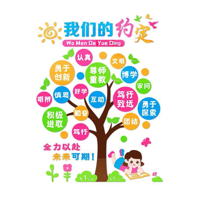 幼儿园中小学教室装饰布置班级公约文化墙3d立体环保大树墙贴,淘宝优惠券,粉丝福利购,淘宝优惠卷