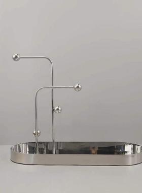 新中式金属异形收纳托盘摆件样板房办公室茶几客厅桌面家居装饰品