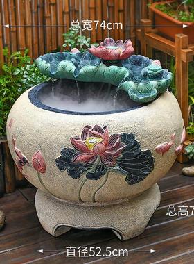 a524庭院流水摆件循环水户外鱼缸阳台小鱼池造景电视柜旁落地假山