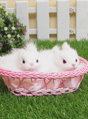 仿真兔子大小白兔 毛绒玩具公仔兔田园摆件动物拍摄道具动物模型