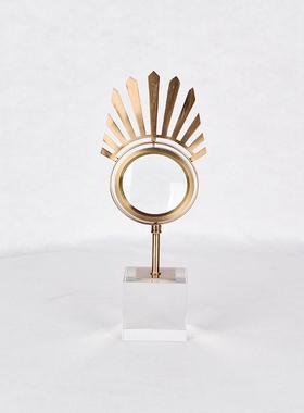 轻奢样板房摆件眼型铁艺摆件电镀拉丝高透玻璃防锈防潮家居摆件