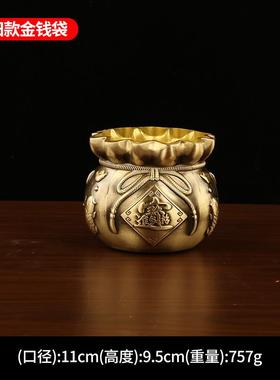 钱袋子家居创意工艺品礼品黄铜福字存钱罐招米进宝金钱袋桌面摆件