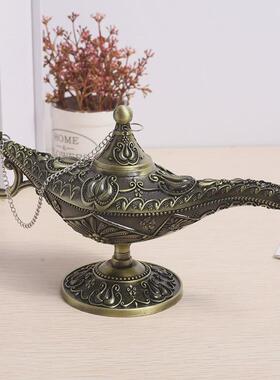 阿拉丁神灯新款特大号22cm东南亚复古欧式创意工艺品金属桌面摆件