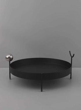 金属创意新中式圆形托盘样板房电视柜餐厅客厅卧室玄关饰品摆件