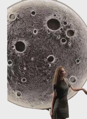 供应平板浮雕月球灯无框网红灯无主灯平面立体月亮灯背景墙场景灯