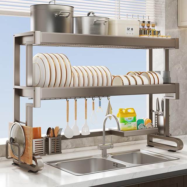 8KSG Shuaishi Kitchen Sink Storage Rack Pool Dish Storage Rack Dish Sink Drying Dish Stove Multi-functional Dish Sink Drill