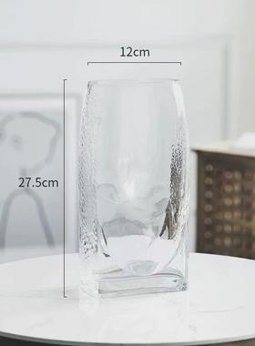 创意扁个性艺术轻奢口望仓玻璃花瓶水培高级感客厅桌面摆件装饰品