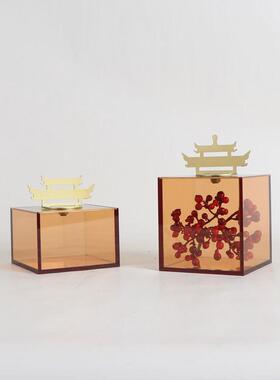 热销新中式饰品亚克力收纳摆件样版房间售楼处客厅餐边柜玄关软装