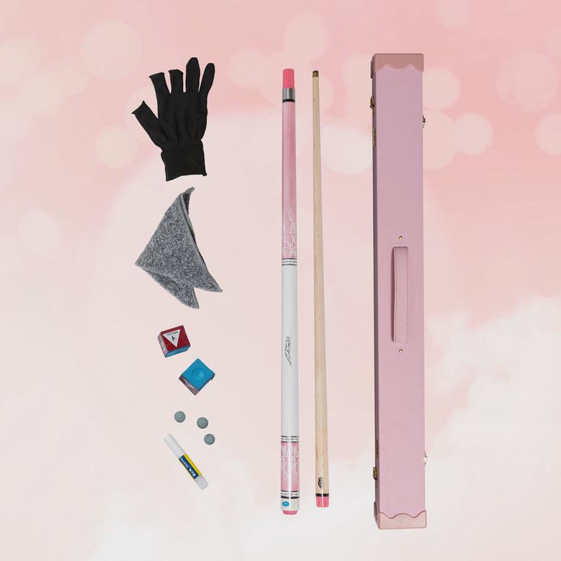 粉豹台球杆粉色九中式黑八中头杆斯诺克小头杆女生球大头球桌杆 - 图0