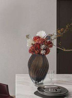 热销bestwest棕色螺旋现代扭曲水培玻璃花瓶不规则家居装饰品花器