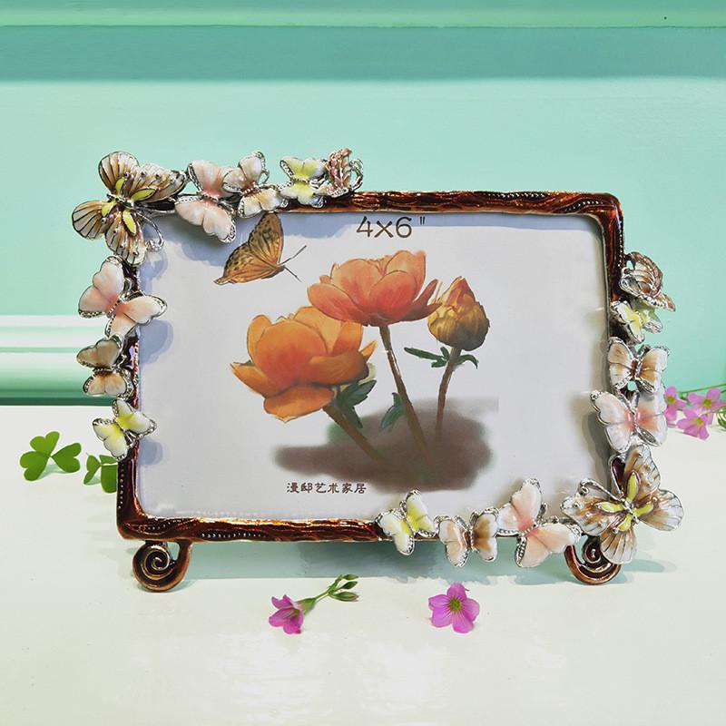 美式创意珐琅彩金属相框复古儿童照片相框摆台铝合金个性摆件销售 - 图1