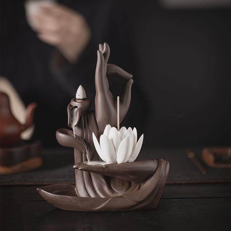 佛手摆件陶瓷室内玄关香薰炉莲花香插香座茶桌装饰品,淘宝优惠券,粉丝福利购,淘宝优惠卷