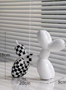 创意格子气球狗摆件工艺品客厅办公室酒柜电视柜桌面树脂家居