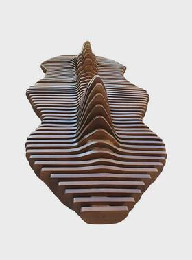 工厂家定制新中式切片实木长凳椅酒店大堂园林景观木质雕塑摆件