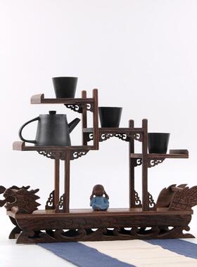鸡翅木实木小型博古架中式多宝阁紫砂壶茶具架子置物架摆件展示架