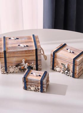 热销收纳盒地中海三合一木质收纳箱储物箱套三首饰盒木箱子摆件