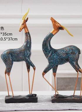 欧式情侣鹿摆件家居客厅电视柜酒柜书柜玄关装饰品办公桌办公室