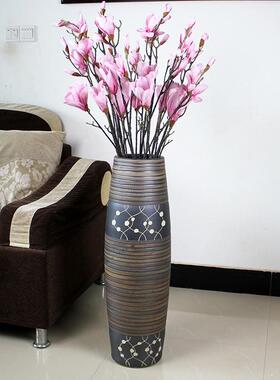 套装客厅现代中式落地大花瓶复古软装装饰品家饰摆件干花花瓶