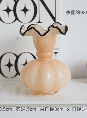 新品中古风彩虹色芬顿风法式手工珠花瓶南瓜琉璃玻璃家插花器摆件