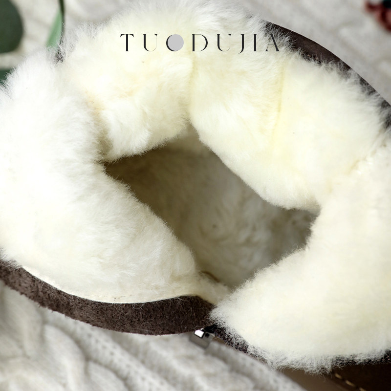 脱毒家 纯羊毛加厚保暖棉靴森系低跟女鞋真皮复古时尚雪地靴冬新,淘宝优惠券,粉丝福利购,淘宝优惠卷