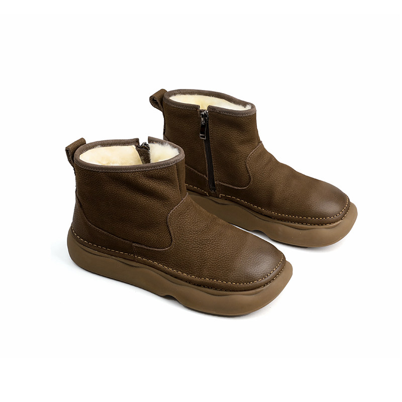 脱毒家 纯羊毛加厚保暖棉靴森系低跟女鞋真皮复古时尚雪地靴冬新,淘宝优惠券,粉丝福利购,淘宝优惠卷