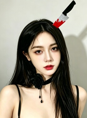 万圣节黑红恶魔角发箍节日派对表演出拍照暗黑氛围感成人cos头饰