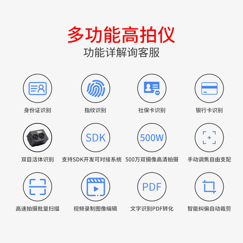 良田高拍仪S920A3双摄头500万高清像素办公文件扫描仪带身份识别 - 图3