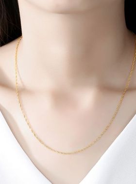 时尚999金项链女款男盒子金色