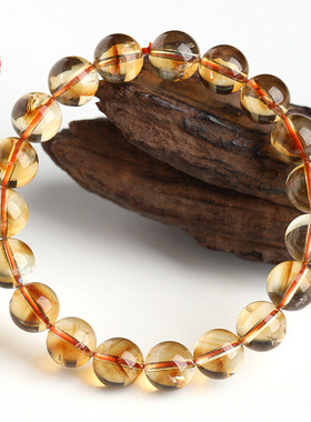 蓓蓓福  7a天然黄塔晶圆珠手链 黄水晶手串 时尚简约手链