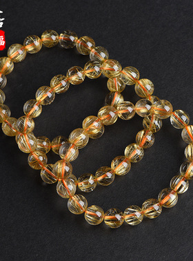 蓓蓓福  天然金发晶手链 银发晶手串 绿发晶 diy发晶钛晶手链