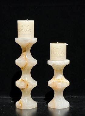 复古奢石桌面烛台摆件