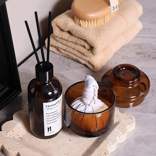 侘寂风样板间浴室柜层架装饰品摆件品卫生间香薰民宿道具组合套装 - 图2