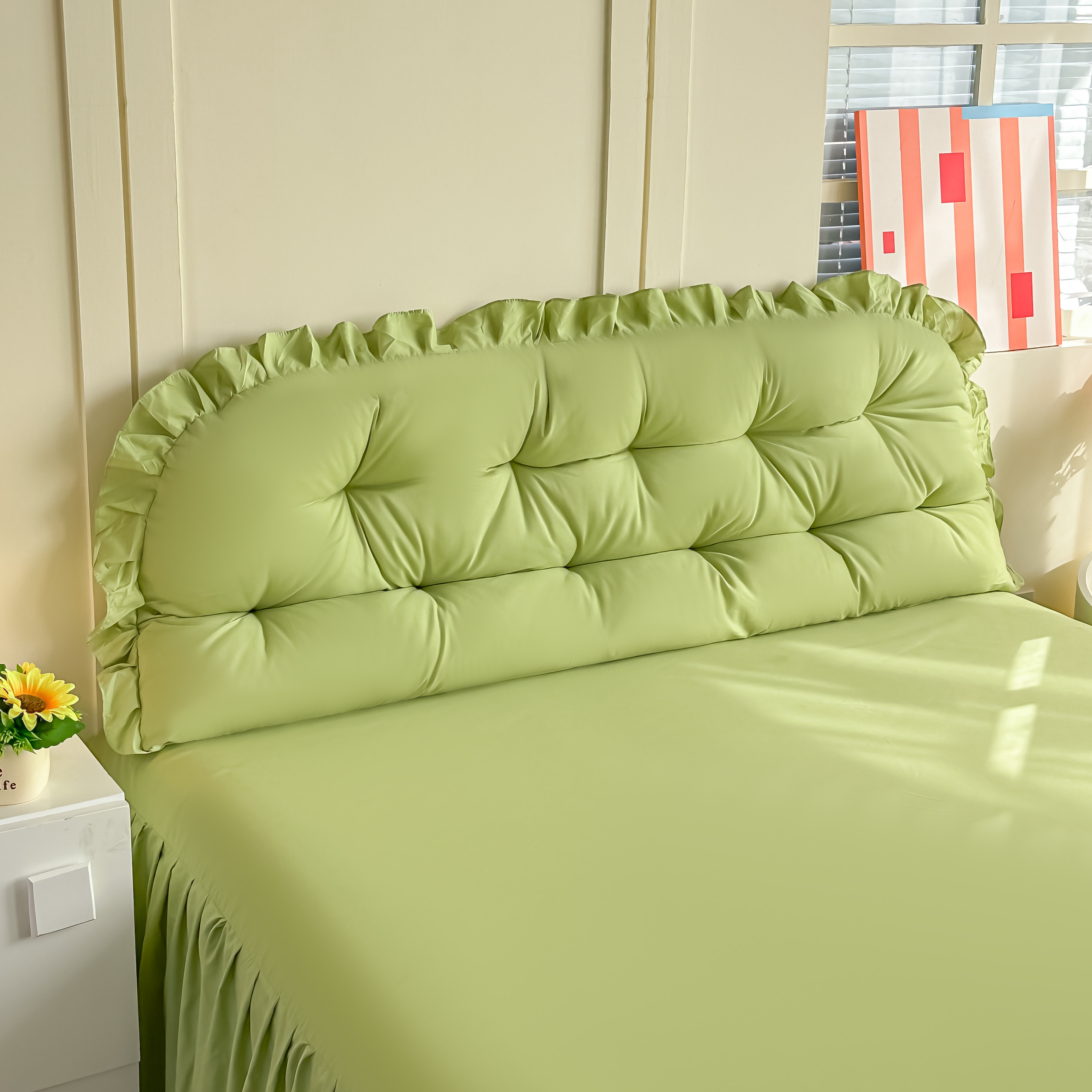 韩式ins公主风软包床头靠垫荷叶边装饰床头板舒适卧室家居靠枕,淘宝优惠券,粉丝福利购,淘宝优惠卷