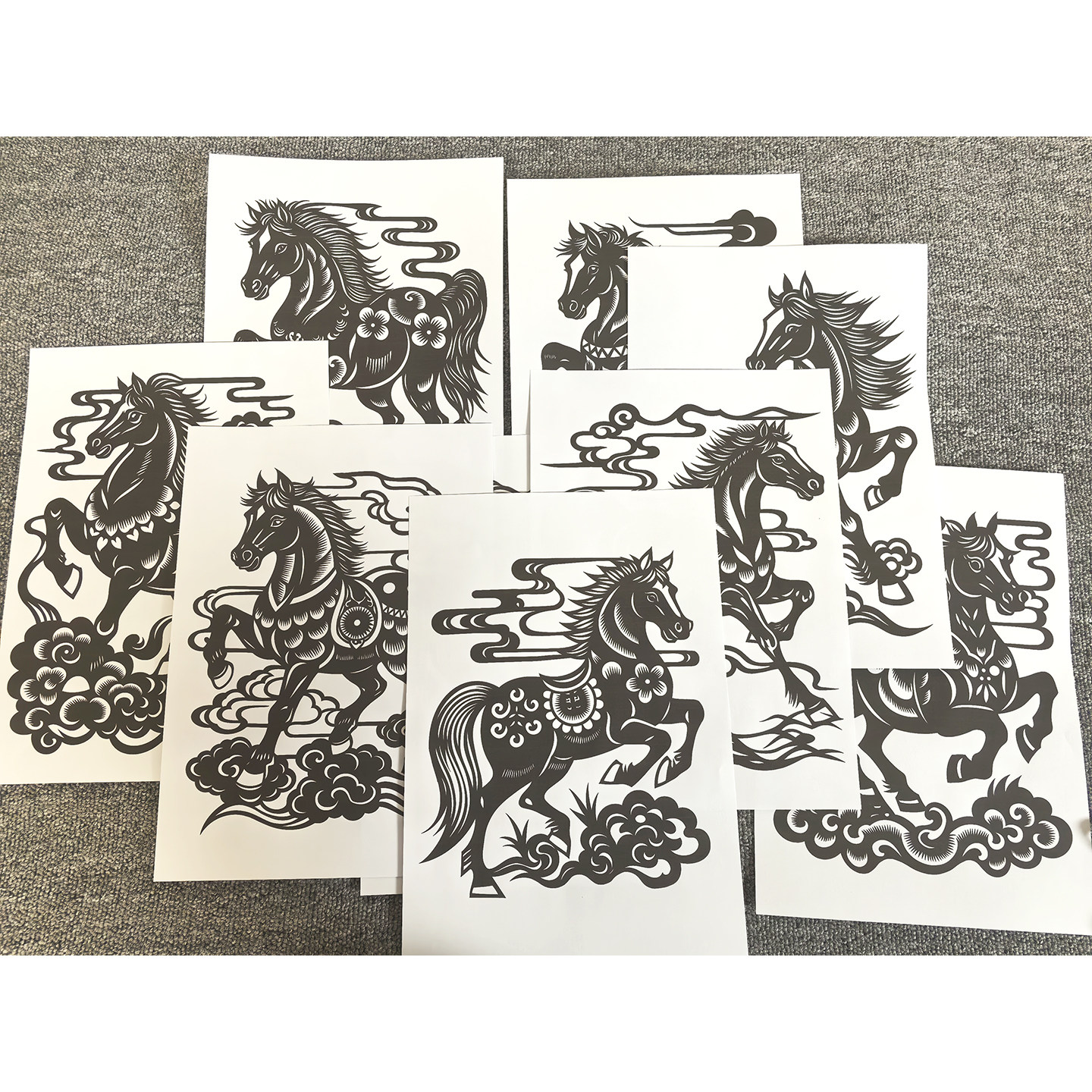 马年剪纸图样9张马踏祥云手工刻纸底稿图案春节窗花图样打印底稿,淘宝优惠券,粉丝福利购,淘宝优惠卷