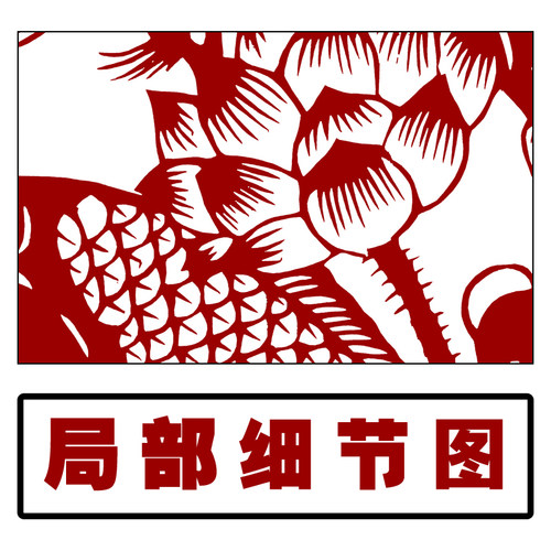 JP12大幅刻纸底稿百鱼图黑白图样打印底稿精细手工剪纸图案素材 - 图1