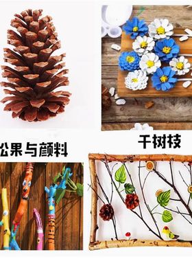 环创立体构成材料树枝木棍手工圆木棒木棍子diy干树枝松果幼儿园