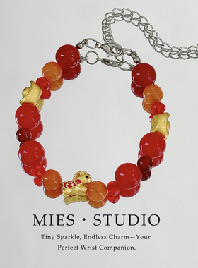 【萌马送福】MIES原创新年串珠手链小众高级感招财纳福红色手饰