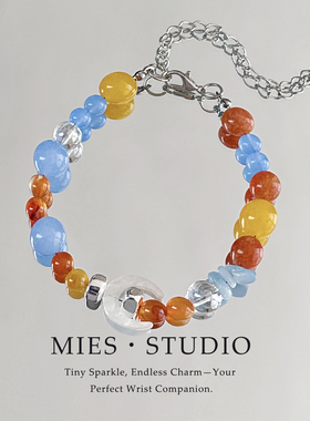 【虹影流光】MIES原创彩色玻璃珠手链女链条串珠手串时尚个性饰品