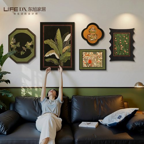 中古风装饰画客厅沙发背景墙挂画法式复古高级感餐厅卧室组合壁画 - 图0