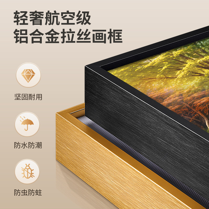 聚宝盆山水画客厅装饰画高级感沙发背景墙挂画2025新款手绘油画