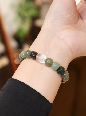 解里｜天然绿色和田玉手串多宝手链女款玉石首饰送闺蜜生日礼物