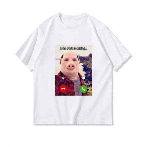 John Pork Is Calling T Shirt约翰波克正在打电话趣味短袖T恤 24 - 图0
