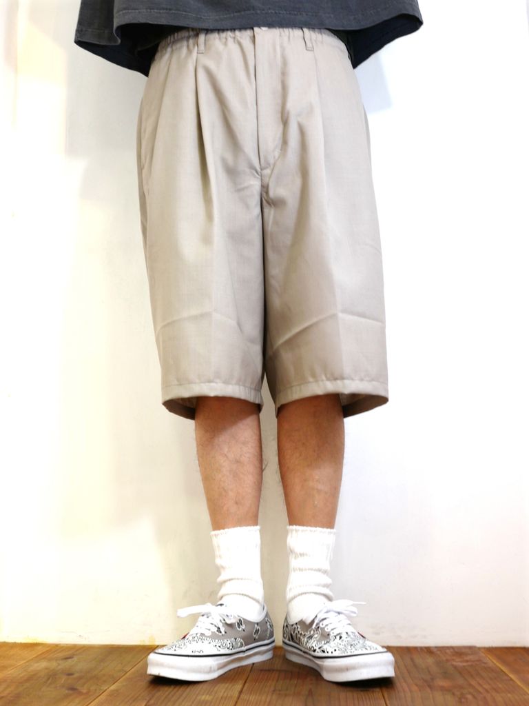 COOTIE T/W 2 TUCK EASY SHORTS 24SS 羊毛混纺双褶宽松西装短裤 - 图0