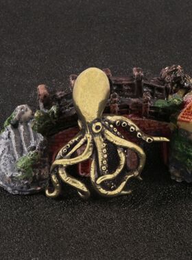 仿古董做旧八爪鱼章鱼黄铜摆件海洋生物模型摆设金属工艺品收藏品