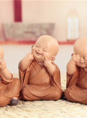 佛系减压不要生气摆件情绪稳定解压治愈沙弥小和尚禅意客厅装饰品