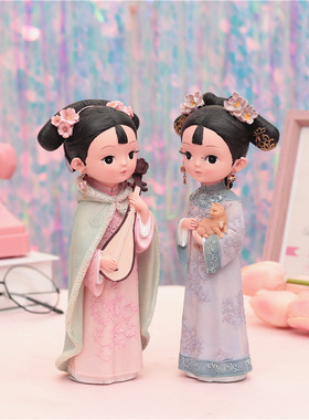 中国风格格娃娃摆件宫廷手办人偶复古玩偶摆设中国特色礼品送老外